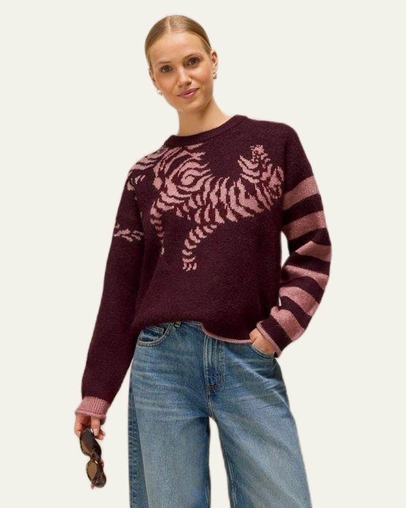 Tiger stripe jumper in plum multi, from White Stuff